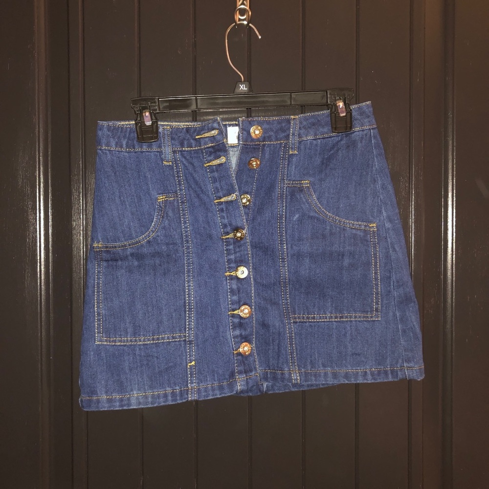 Blue jean button down skirt